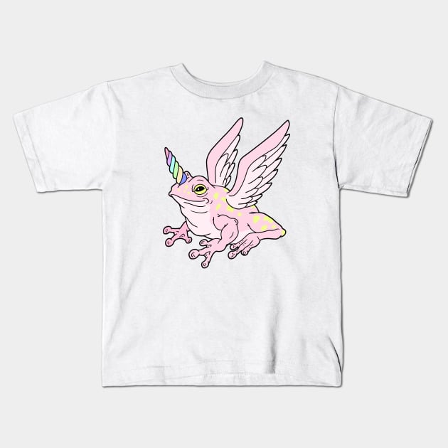 Pink Frog Unicorn Kids T-Shirt by Alure Prints